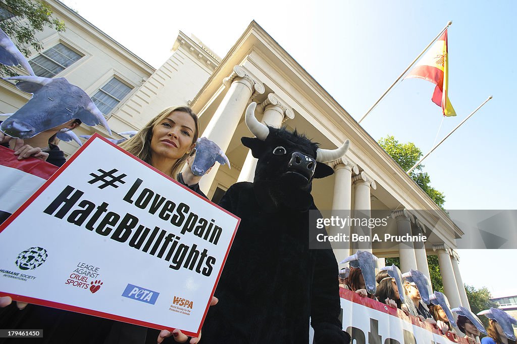 Elen Rivas Presents Bullfighting Petition At The Spanish Embassy