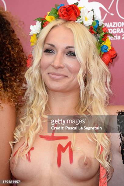 Femen activist Inna Shevchenko attends 'Ukraine Is Not A Brothel' Photocall during the 70th Venice International Film Festival at Palazzo del Casino...