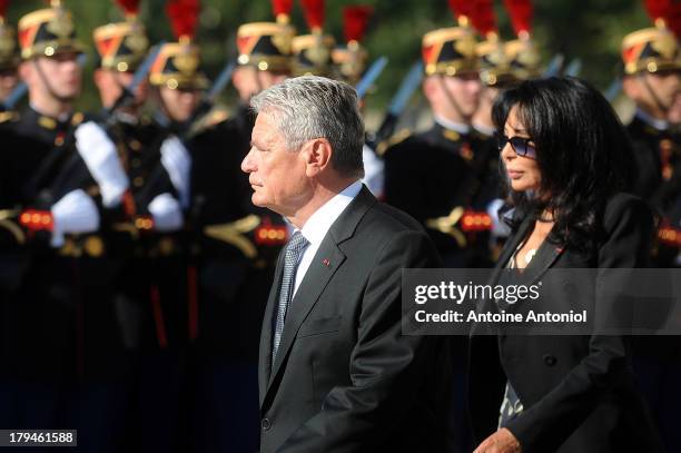 German President Joachim Gauck and French deputy minister responsible for French citizens living abroad and French speaking countries Yamina...