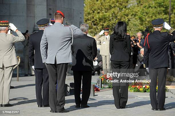 German President Joachim Gauck and French deputy minister responsible for French citizens living abroad and French speaking countries Yamina...