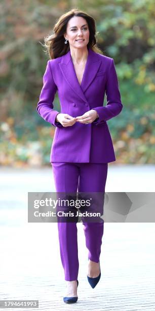 Catherine, Princess of Wales arrives at the Shaping Us National Symposium at the Design Museum on November 15, 2023 in London, England. The symposium...