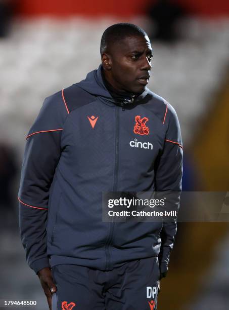 Darren Powell, manager of Crystal Palace U21 ahead of the Bristol Street Motors Trophy match between Stevenage and Crystal Palace U21 at The Lamex...