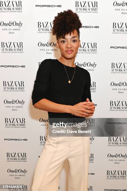 Adrienne Adhami attends the Harper's Bazaar At Work Summit, in partnership with Porsche and One&Only One Za'abeel, at Raffles London at The OWO on...