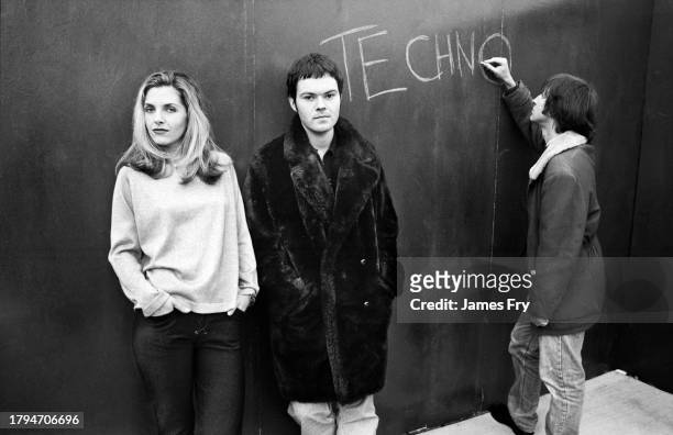 Sarah Cracknell, Pete Wiggs and Bob Stanley of English electronic music band Saint Etienne, London, 1994.