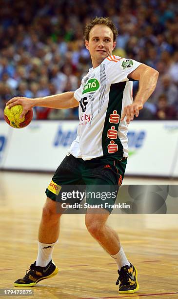 Lars Lehnhoff of Hannover in action during the DKB Bundesliga handball match between Flensburg Handewitt and TSV Hannover-Burgdorf at the Flens Arena...