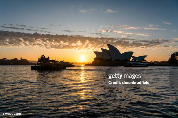 sydney opera house at dawn - ferry stock pictures, royalty-free photos & images