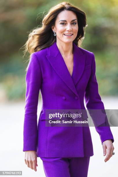 Catherine, Princess of Wales arrives to attend the Shaping Us National Symposium at Design Museum on November 15, 2023 in London, England. The...