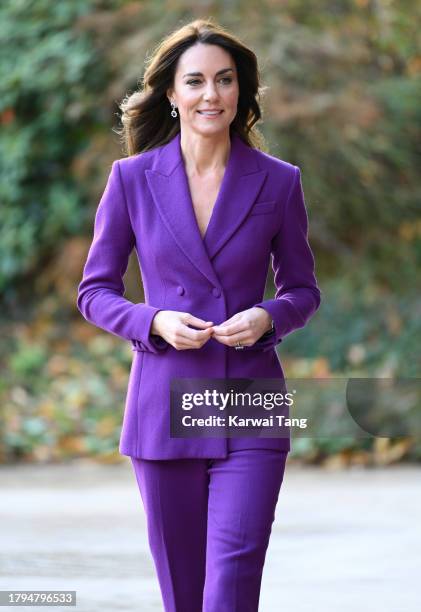 Catherine, Princess of Wales arrives for the Shaping Us National Symposium at Design Museum on November 15, 2023 in London, England. The symposium...