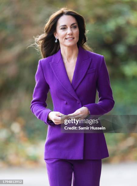 Catherine, Princess of Wales arrives to attend the Shaping Us National Symposium at Design Museum on November 15, 2023 in London, England. The...