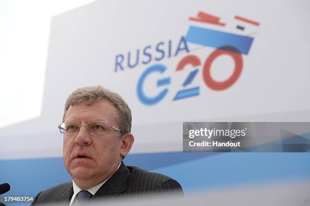 In this handout image provided by Ria Novosti, Dean of the Department of Liberal Arts and Sciences, Saint Petersburg State University, Alexei Kudrin...