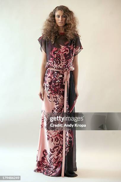 Model poses at the Rita Vinieris Debut Collection presentation during Mercedes-Benz Fashion Week Spring 2014 at The London Hotel on September 4, 2013...