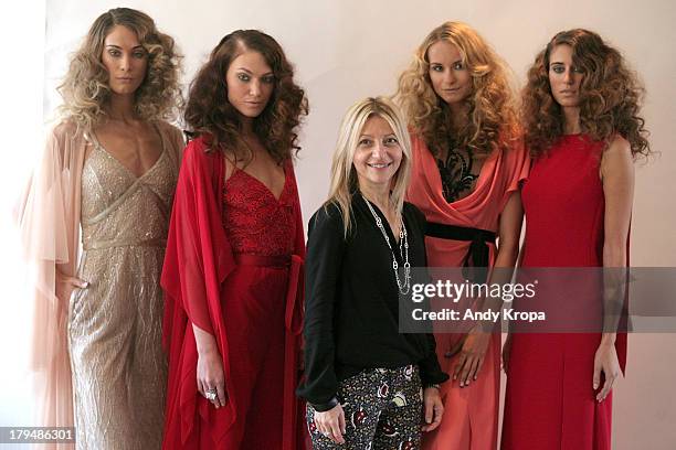 Fashion designer Rita Vinieris attends the Rita Vinieris Debut Collection presentation during Mercedes-Benz Fashion Week Spring 2014 at The London...