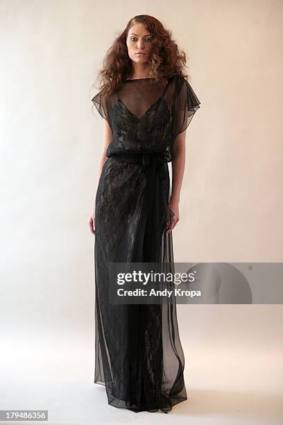 Model poses at the Rita Vinieris Debut Collection presentation during Mercedes-Benz Fashion Week Spring 2014 at The London Hotel on September 4, 2013...