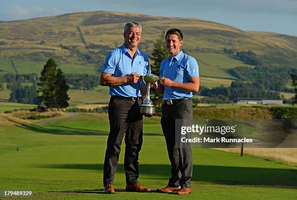 Ian Walley and Ian Neal of Kedleston Park Golf Club winners of the 2013 Lombard Trophy pose for a photograph during the Lombard Trophy at Gleneagles...