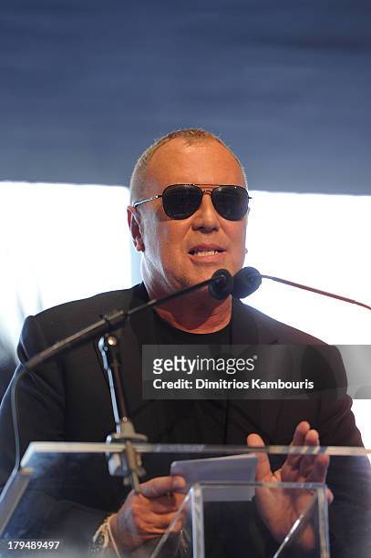 Designer Michael Kors speaks at The Couture Council of The Museum at the Fashion Institute of Technology hosted luncheon honoring Michael Kors with...