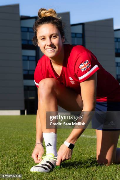 Rugby Sevens captain Abbie Brown of Great Britian poses for a photo during a training session on November 7, 2023 in Loughborough, England.