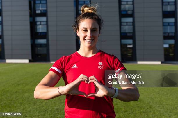 Rugby Sevens captain Abbie Brown of Great Britian poses for a photo during a training session on November 7, 2023 in Loughborough, England.