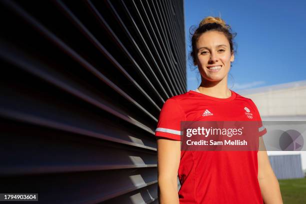 Rugby Sevens captain Abbie Brown of Great Britian poses for a photo during a training session on November 7, 2023 in Loughborough, England.