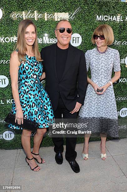 Actress Hilary Swank, designer Michael Kors, and Vogue Editor-in-Chief Anna Wintour attend The Couture Council of The Museum at the Fashion Institute...
