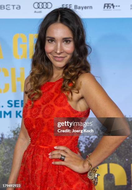 Actress Sandra Ahrabian poses at the 'Da geht noch was' Germany premiere at Mathaeser on September 4, 2013 in Munich, Germany.