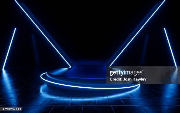 3d rendering product display platform - stage light foto e immagini stock