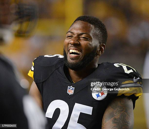 Safety Ryan Clark of the Pittsburgh Steelers smiles as he looks on from the sideline during a preseason game against the Kansas City Chiefs at Heinz...