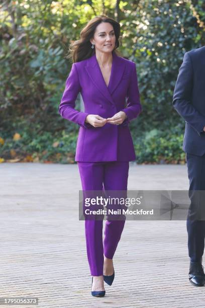 Catherine, Princess of Wales arrives to attend the Shaping Us National Symposium at Design Museum on November 15, 2023 in London, England. The...