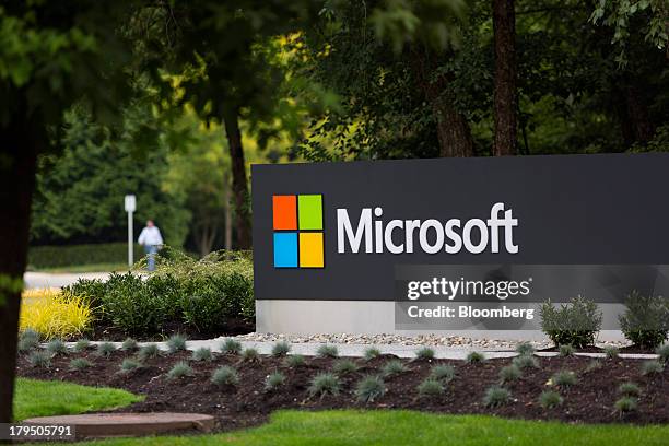 Microsoft Corp. Signage is displayed at the company's campus in Redmond, Washington, U.S., on Wednesday, Sept. 4, 2013. Microsoft Corp. Agreed to buy...