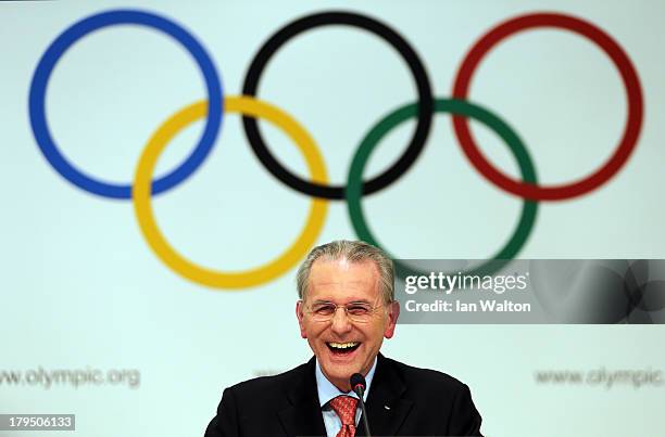 President Jacques Rogge speaks to the press during a IOC press conference at the 125th IOC Session at the Hilton Hotel on September 4, 2013 in Buenos...