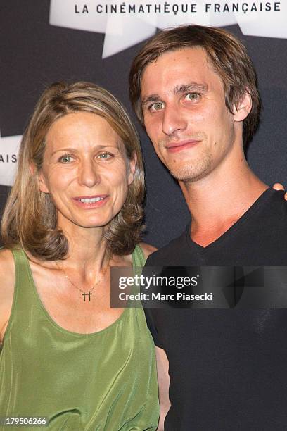 Director Macha Makeieff and her son Arthur Deschamps attend the 'Michel Piccoli retrospective exhibition' at la cinematheque on September 4, 2013 in...