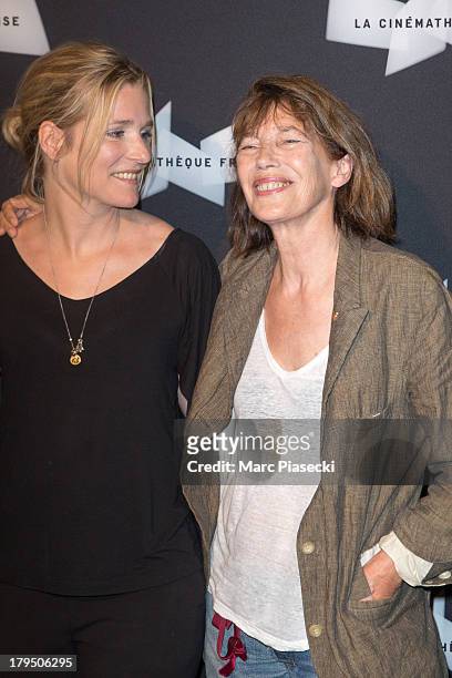 Actresses Natacha Regnier and Jane Birkin attend the 'Michel Piccoli retrospective exhibition' at la cinematheque on September 4, 2013 in Paris,...
