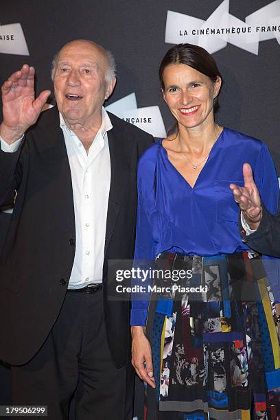 Michel Piccoli and Aurelie Filipetti attend the 'Michel Piccoli retrospective exhibition' at la cinematheque on September 4, 2013 in Paris, France.