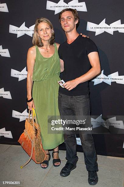 Director Macha Makeieff and her son Arthur Deschamps attend the 'Michel Piccoli retrospective exhibition' at la cinematheque on September 4, 2013 in...