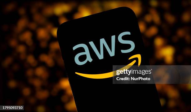 The Amazon Web Services logo is seen in this illustrtion photo taken in Warsaw, Poland on 21 November, 2023.