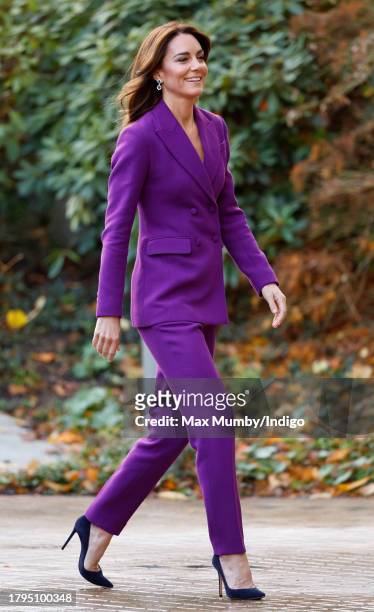 Catherine, Princess of Wales arrives at the Shaping Us National Symposium at the Design Museum on November 15, 2023 in London, England. The symposium...