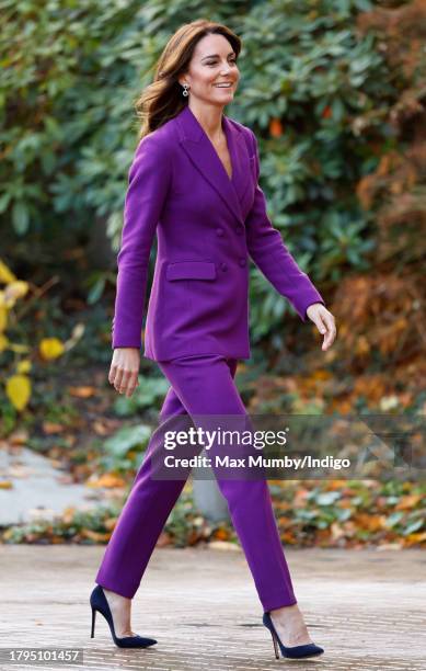 Catherine, Princess of Wales arrives at the Shaping Us National Symposium at the Design Museum on November 15, 2023 in London, England. The symposium...