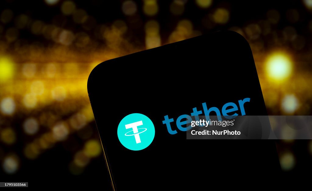 Tether Stack Logo The Tether logo is seen in this illustrtion photo taken in Warsaw ...