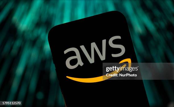 The Amazon Web Services logo is seen in this illustrtion photo taken in Warsaw, Poland on 21 November, 2023.