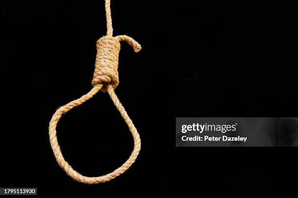 noose with copy space - pena de morte imagens e fotografias de stock