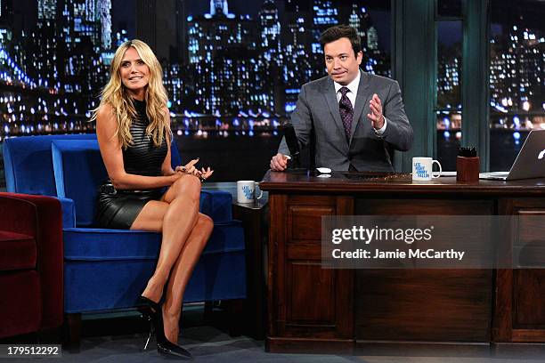 Heidi Klum visits "Late Night With Jimmy Fallon" at Rockefeller Center on September 4, 2013 in New York City.