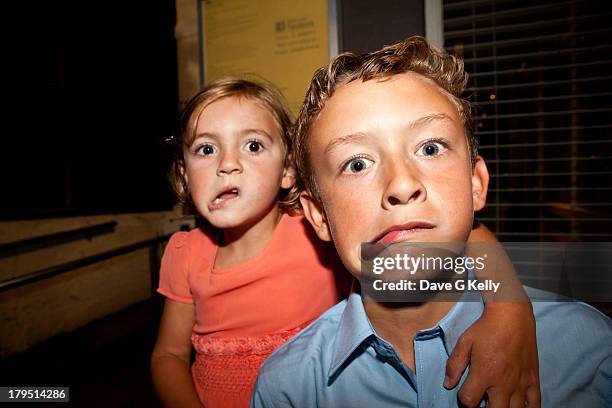 Boy and Girl Making Funny Faces