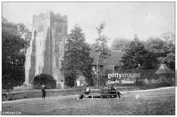antique image of springfield all saints' church, england - essex stock illustrations