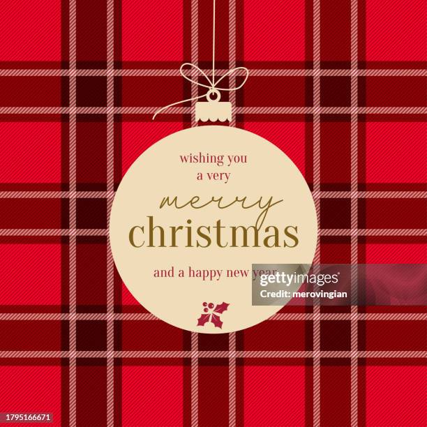 merry christmas design with plaid motif - decorative item stock illustrations