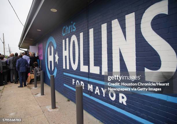 Houston mayoral candidate Chris Hollins holds a press conference outside his campaign headquarters announcing he is now running for city controller...