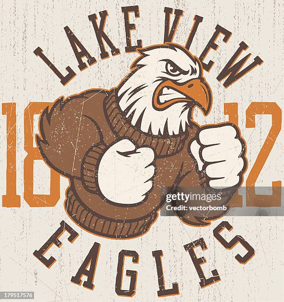 retro eagles mascot design - fighting stance stock illustrations