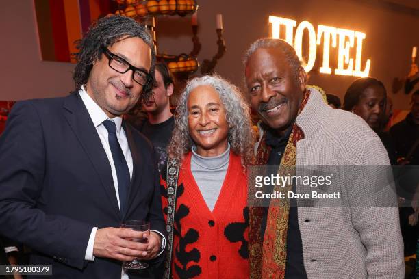 David Olusoga, Penny Clarke and Clarke Peters attend a special screening of "Rustin" at The Ham Yard Hotel on November 21, 2023 in London, England.