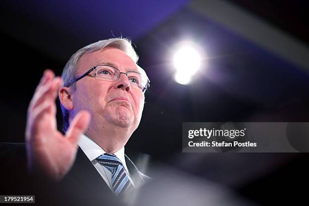 Australian Prime Minister, Kevin Rudd addresses to the National Press Club on September 5, 2013 in Canberra, Australia. If the latest polling...