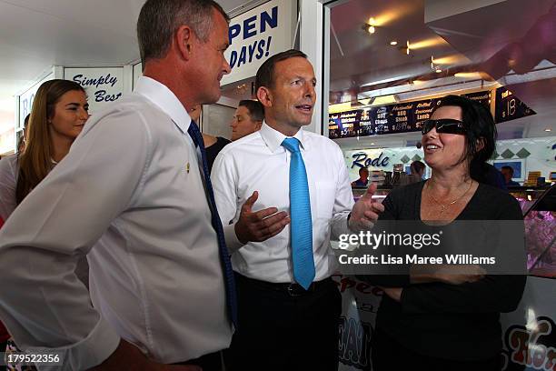 Australian Opposition Leader, Tony Abbott meets voters at Stafford Heights on September 5, 2013 in Brisbane, Australia. The Liberal-National Party...