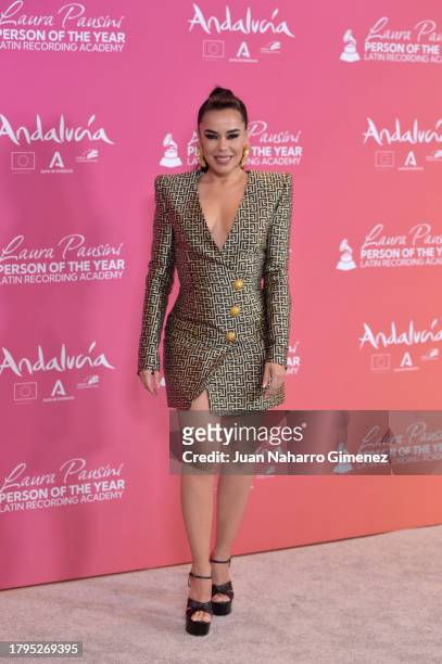 Beatriz Luengo attends The Latin Recording Academy's 2023 Person of the Year Gala Honoring Laura Pausini at FIBES Conference and Exhibition Centre on...