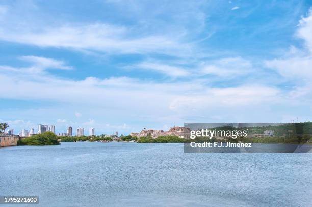 landscape of the castle of san felipe de barajas in cartagena de indias - fort san felipe stock pictures, royalty-free photos & images